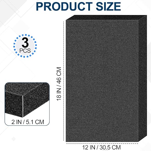 MYFAMIREA 3 PCS Polyurethane Foam Sheets 18" L x 12" W x 2" T Packing Foam - Image 2