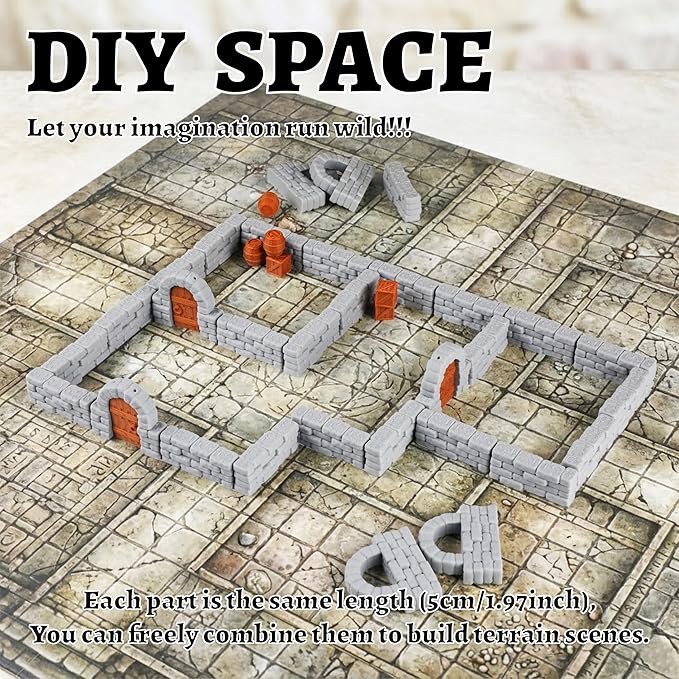 Dungeon Walls 40pcs 28mm Miniature RPG Terrain Modular System DND Terrain - Image 8