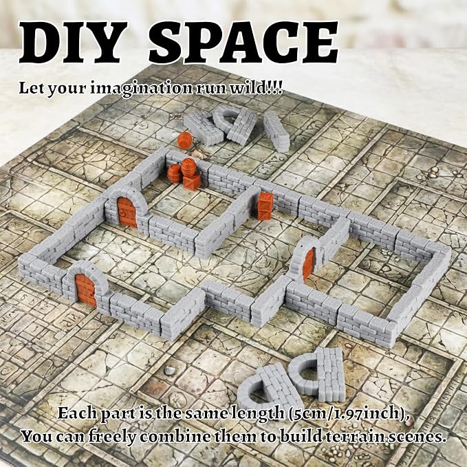 Dungeon Walls 40pcs 28mm Miniature RPG Terrain Modular System DND Terrain - Image 9