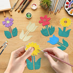 Wooden Flowers for Crafts, DIY 3D Wood Crafts Paintable Flower Craft Ornaments: - Image 4