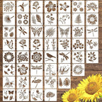 50 PCS Flower Painting Stencils Reusable Flower Stencils by CHHAICHENG