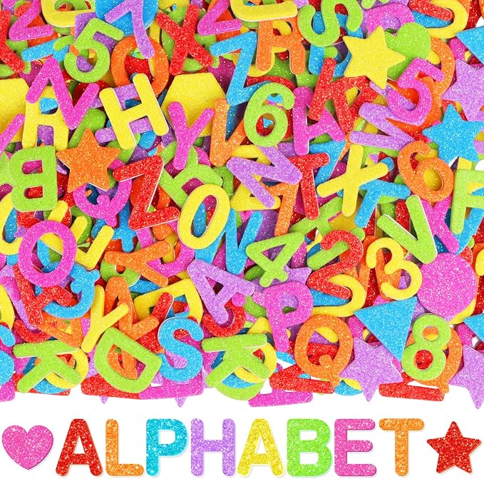 1568 Pcs Foam Letter Stickers Glitter, Self-Adhesive Glitter Alphabet Stickers by Unknown