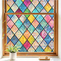 Haton Window Privacy Film Stained Glass Film, Rainbow Decorative Window Cling by HatonHomeDecor