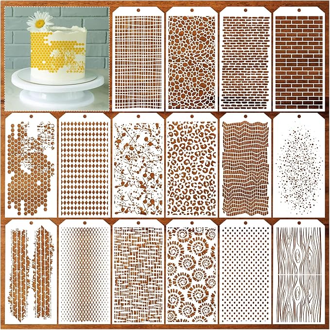 16 Pieces Stencils for Painting, Abstract Texture Stencils Crafts Reusable by Boqon