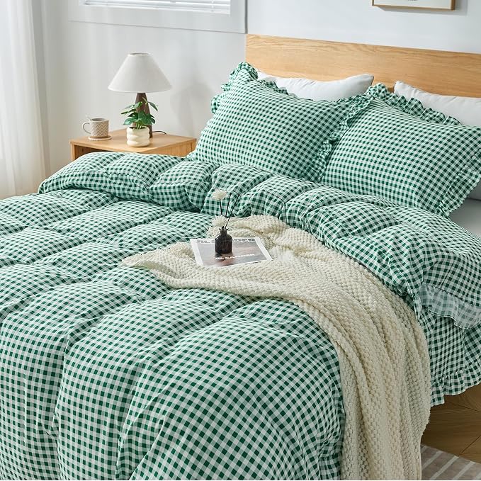 Gingham Duvet Cover Queen Size, 3 Pieces Soft Breathable Microfiber Plaid - Image 6