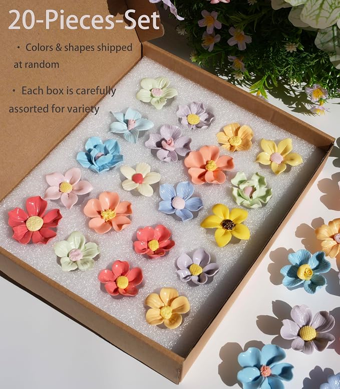 Lanyani 30 Pieces 3D Ceramic Flower Mosaic Tiles - Image 6