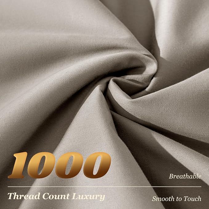 LBRO2M 1000 Thread Count 100% Egyptian Cotton Sheets Set Queen Size, 4 Piece - Image 3