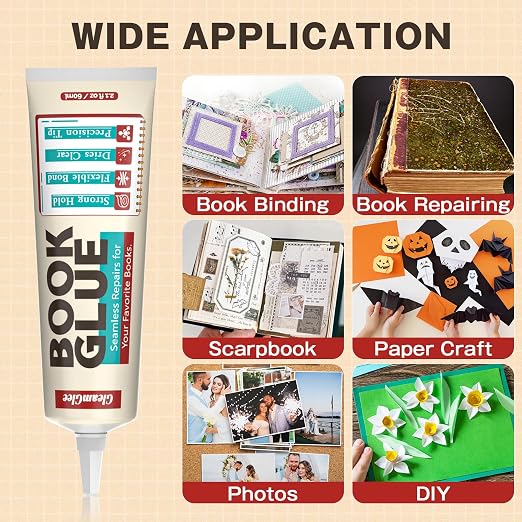 Book Glue, Dries Clear & Flexible Book Binding Glue Adhesive, Used - Image 6