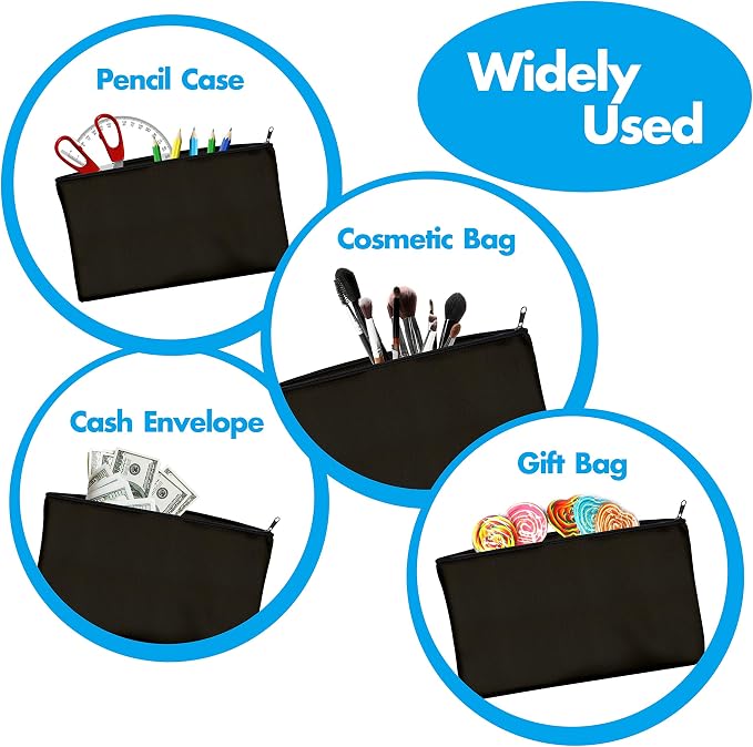15 Pack Blank Cotton Canvas DIY Craft Zipper Bags Pouches Pencil Case - Image 5