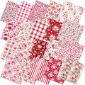 HunnmingRe 20 Pcs 10''x10'' Red Pink Floral Quilting Fabric Square Bundle Roses by HunnmingRe