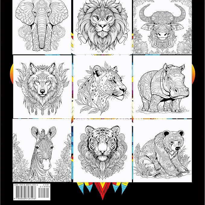 FUNLAVIE Adult Coloring Book – Mandala Animal Designs, Spiral Bound Premium - Image 2