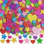 987 Pcs Glitter Foam Stickers, Heart & Star Shapes Stickers, 7 Sheets Colorful by Unknown