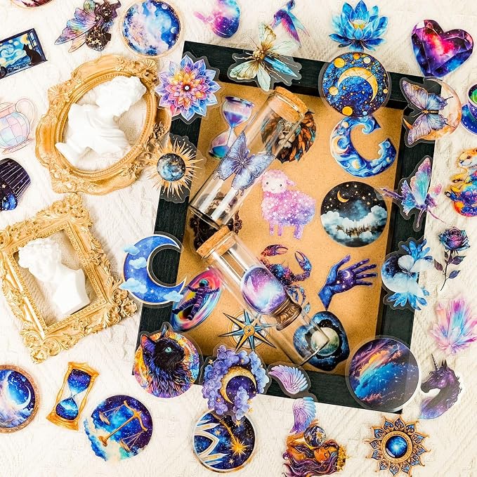 50 PCS Fantasy Punk Galaxy Stickers – Aesthetic Transparent Waterproof - Image 3