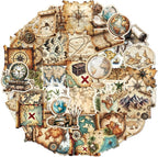 PRSTINCOL 100Pcs Vintage Sticker Pack, Cute Map Design Scrapbook Supplies by PRSTINCOL