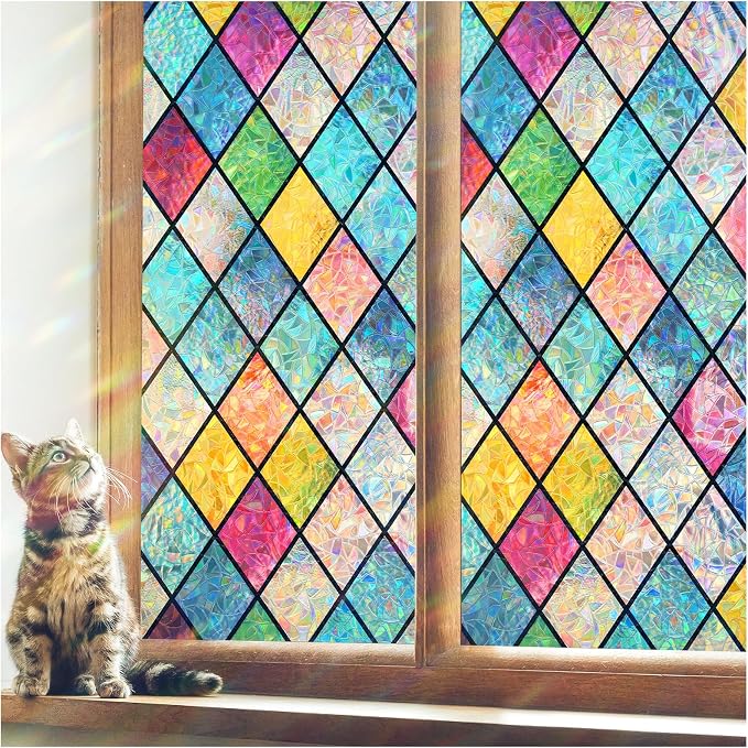 Haton Window Privacy Film Stained Glass Film, Rainbow Decorative Window Cling - Image 9