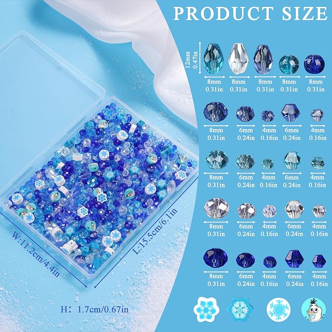 ZHIYUXI 1150PCS Blue Beads Winter Glass Beads Kit Blue White Jewelry Making | - Image 6