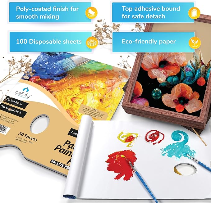Bellofy 2X Disposable Palette Paper 9x12 Inches | Mess-Free Paper Artist Palette - Image 2