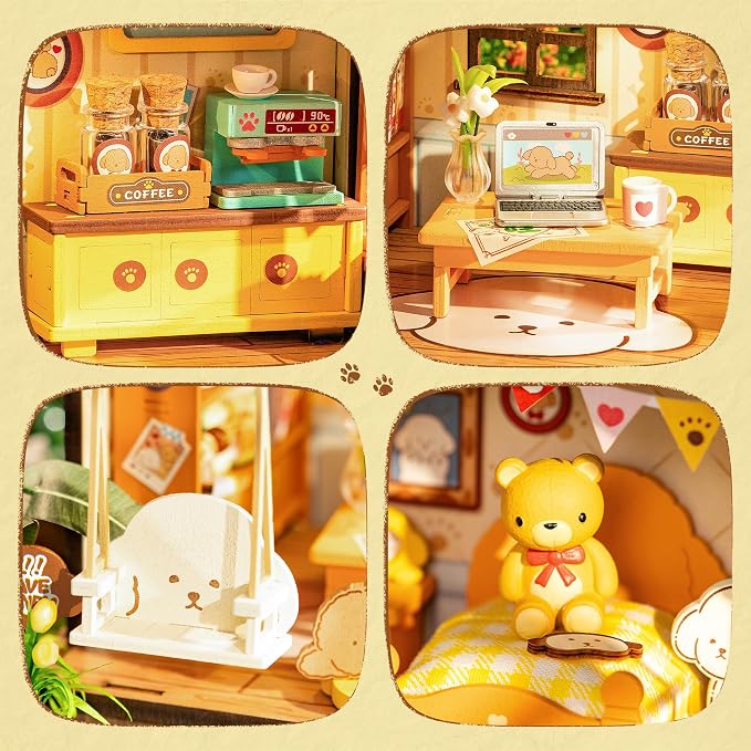ROBOTIME DIY Miniature House Kit, Mini Wooden Dollhouse Diorama Model, Tiny - Image 4