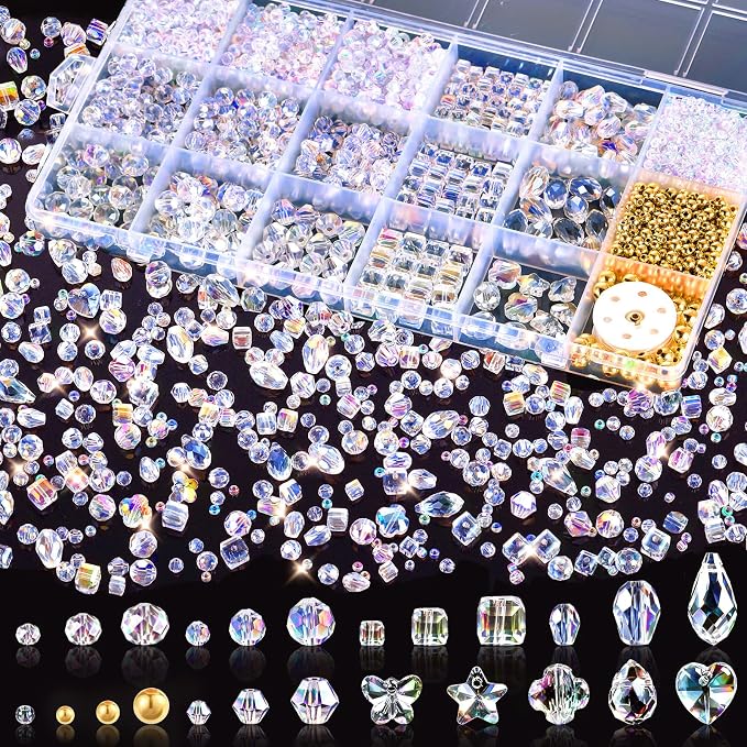 Zefy 2000+ Pcs Crystal Glass Beads by Zefy