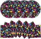 48Pcs Neon Glow in the Dark Paper Dessert Plates and Napkins Neon Party by Qyeahkj