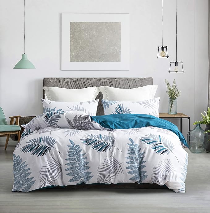SLEEPBELLA Duvet Cover Twin, 600 Thread Count Cotton Leaf Botanical Pattern - Image 2