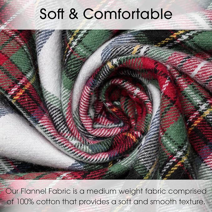 Pico Textiles 1 Yard Red Green White Tartan Plaid Flannel Fabric - Image 2