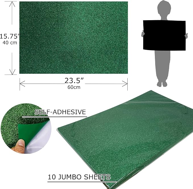 Allgala Jumbo Self-Adhesive Glitter EVA Foam Sheets 10 Pack 16x24 inch Paper - Image 2
