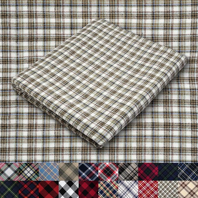 Pico Textiles 25 Yards Bolt Olive Green and Tan Tartan Plaid Flannel Fabric by PicoTextiles