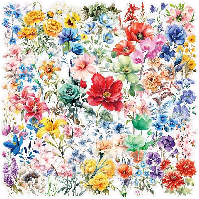 Transparent Flora Scrapbook Stickers Aesthetic Flowers Stickers | Transparent & by Unknown