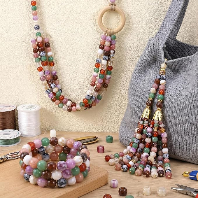 Pndeyo 100pcs Round Acrylic Beads, Large Hole Hair Beads, Mixed Color | 12mm - Image 6