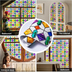 Windimiley Stained Glass Window Privacy Film:3D Colorful Geometric Decorative - Image 6