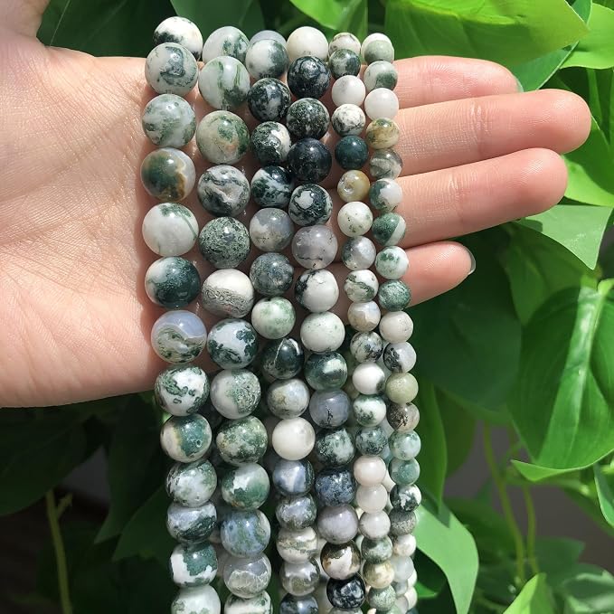 45pcs Round Loose Tree Agate Beads - Image 5