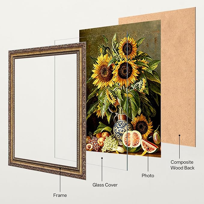 eletecpro 8.5x11 Vintage Picture Frame, Glass Cover, Bronze Gold, Horizontal or - Image 2