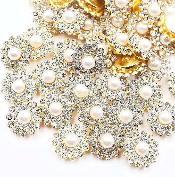 14mm 150pcs Sunflower Sew on Pearls Rhinestones, Jewels Crystals Glass Gems by Unknown