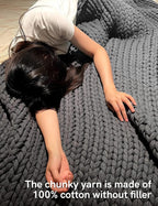 YnM 100% Cotton Weighted Blanket, Handmade Chunky Knitted Throw, No fillers - Image 4