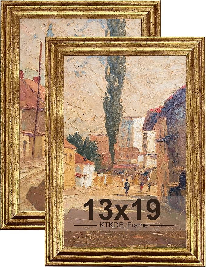 KTKDE 13x19 Picture Frame Set of 2, Ornate Vintage Gold Poster Frames- 13 x 19 by KTKDE