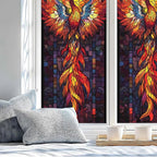Stained Glass Window Privacy Film: Non-Adhesive Sun and Landscape Mosaic Design - Image 4
