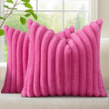 decorUhome Summer Cozy Faux Fur Throw Pillow Covers 18x18 Set of 2 Decorative by decorUhome