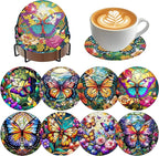8 Pack Diamond Art Coasters, Butterfly Diamond Painting Coasters Kits | by Zythron