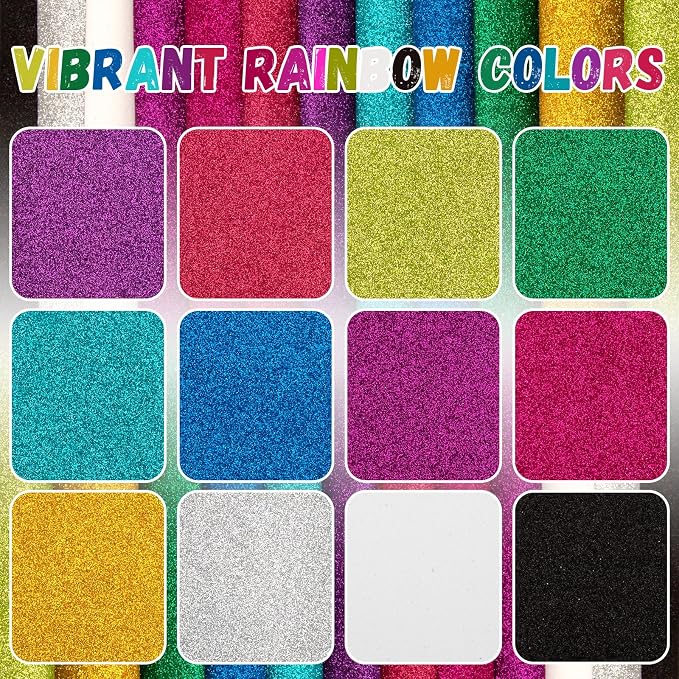 12 Pack Glitter Foam Sheets Craft 8 x 12 inch, 12 Colors | Sparkles Foam Paper - Image 3