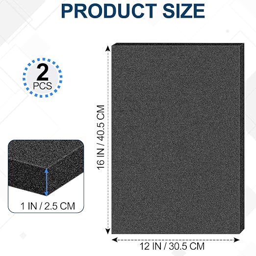 2 PCS Polyurethane Foam Sheets 16" L x 12" W x 1" T Packing Foam Inserts - Image 2