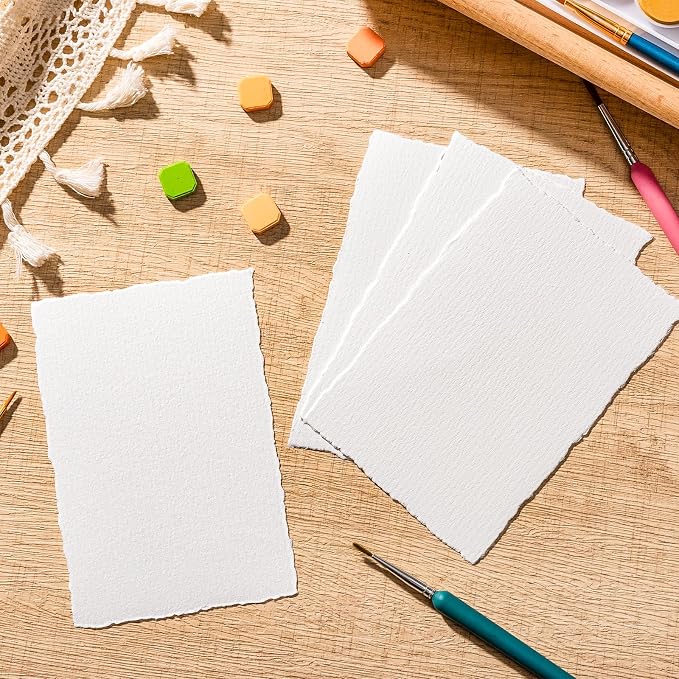 100 Sheets Watercolor Paper 4 x 6inch, 300 GSM Deckled Edge Paper - Image 4