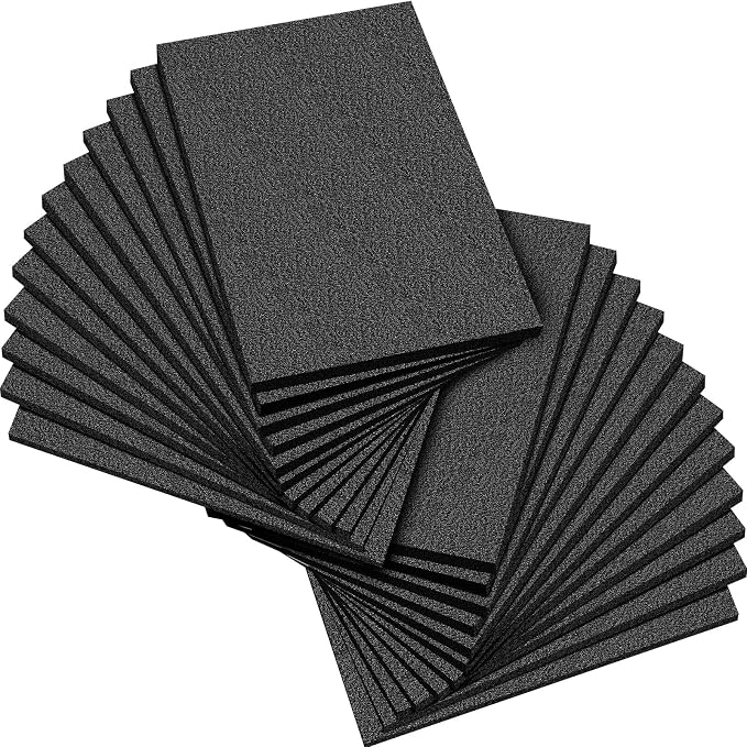 Frienda 24 Pcs 12" x 8" x 0.5" Polyethylene Foam Sheet Thick Black Packing Foam by Frienda