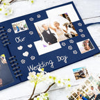 Bstorify Square Scrapbook Photo Albums 50 Pages Blue Thick Paper, Ribbon Closure - Image 7