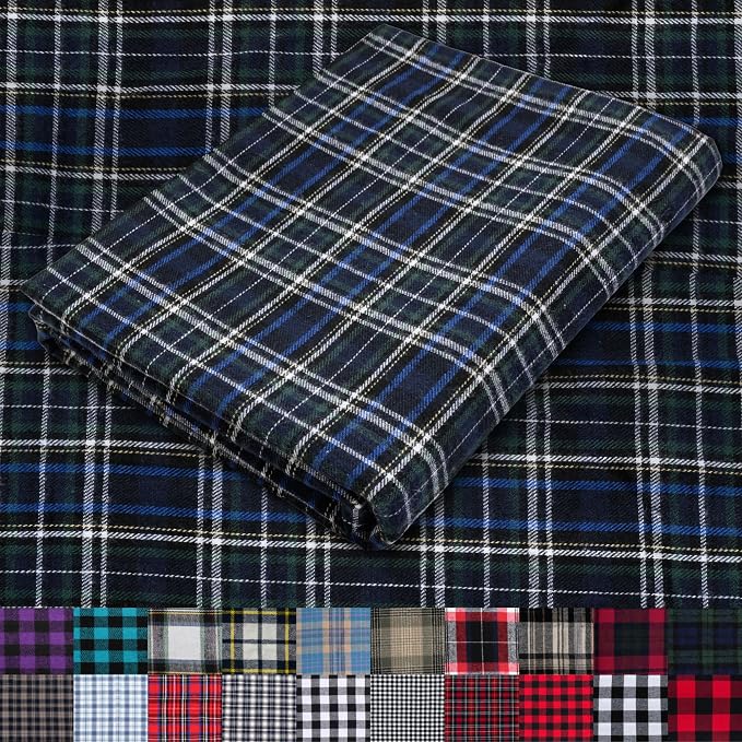Pico Textiles 10 Yards Bolt Blue and Green Tartan Plaid Flannel Fabric by PicoTextiles