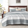 Andency Grey Striped Quilt Queen, 3 Pieces Patchwork Bedspread Coverlet Set by Andency