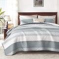 Andency Grey Striped Quilt Set Cal King, 3 Pieces Patchwork Bedspread Coverlet by Andency