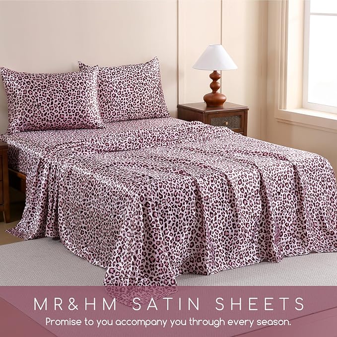MR&HM Satin Bed Sheets, California King Size Sheets Set - Image 7
