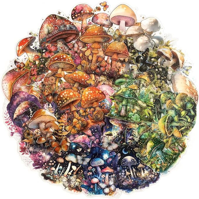 60PCS Holographic Mushroom Stickers by YOKSAS