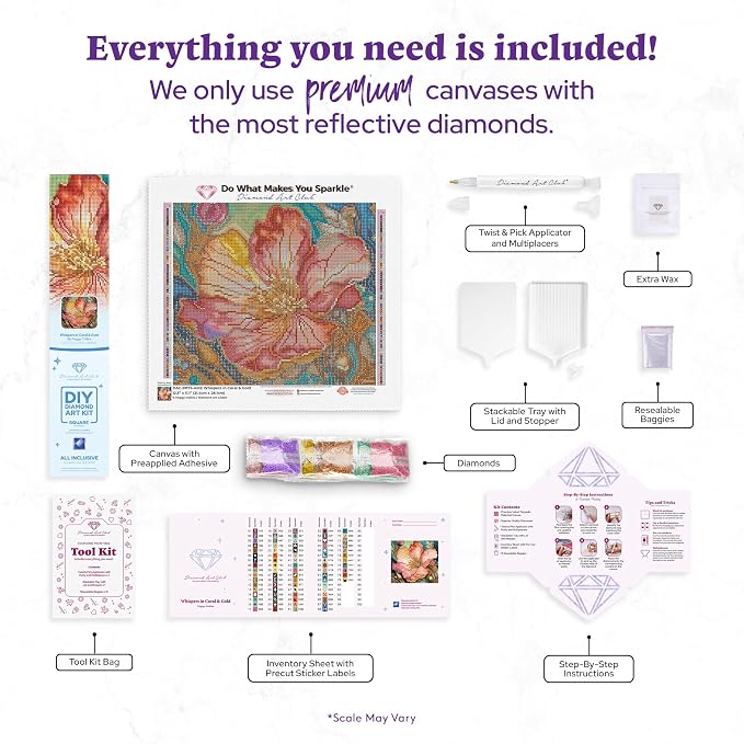DIAMOND ART CLUB Whispers in Coral & Gold Diamond Painting Kit, Fun DIY Crafts - Image 3